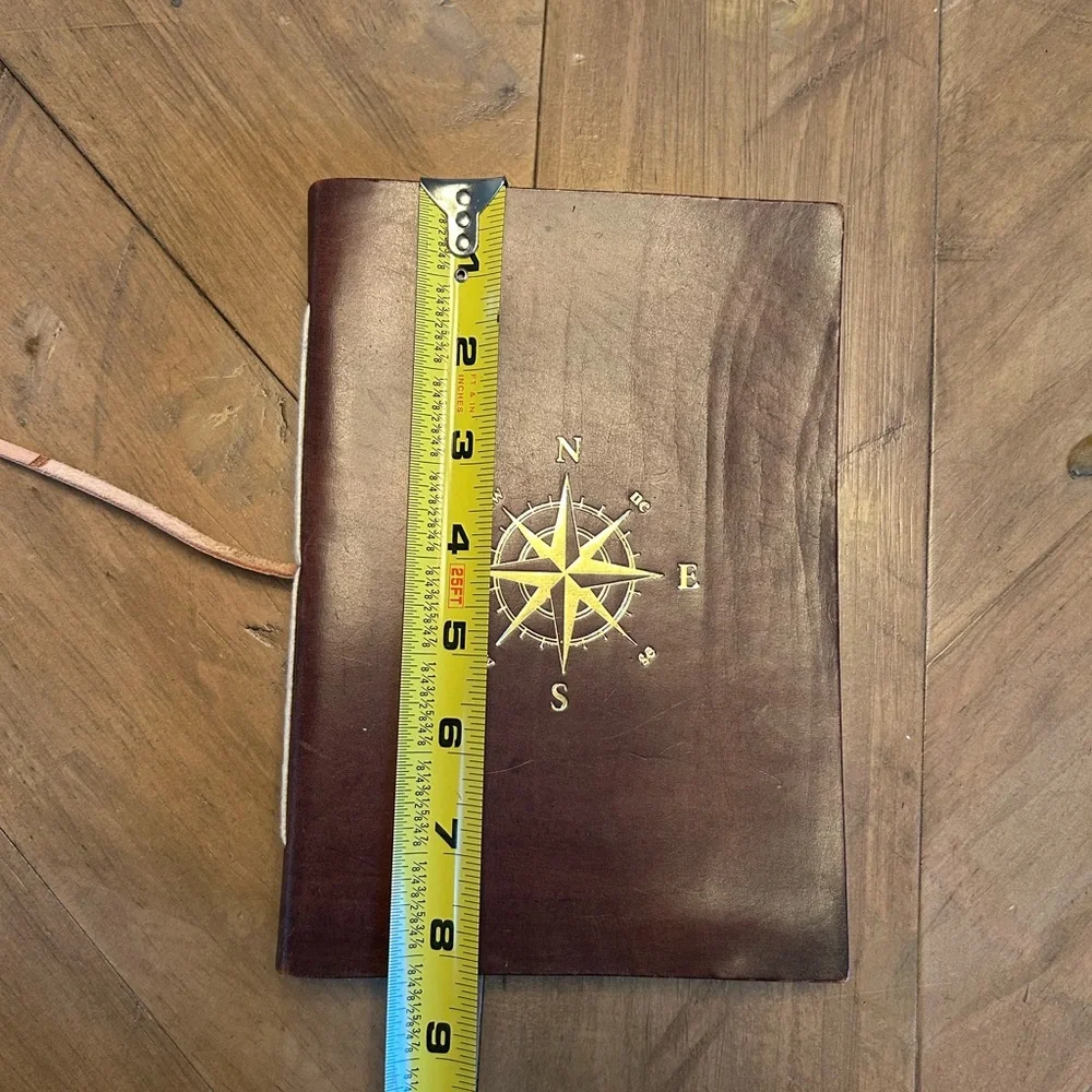 Brown Genuine Leather Journal with Compass Design